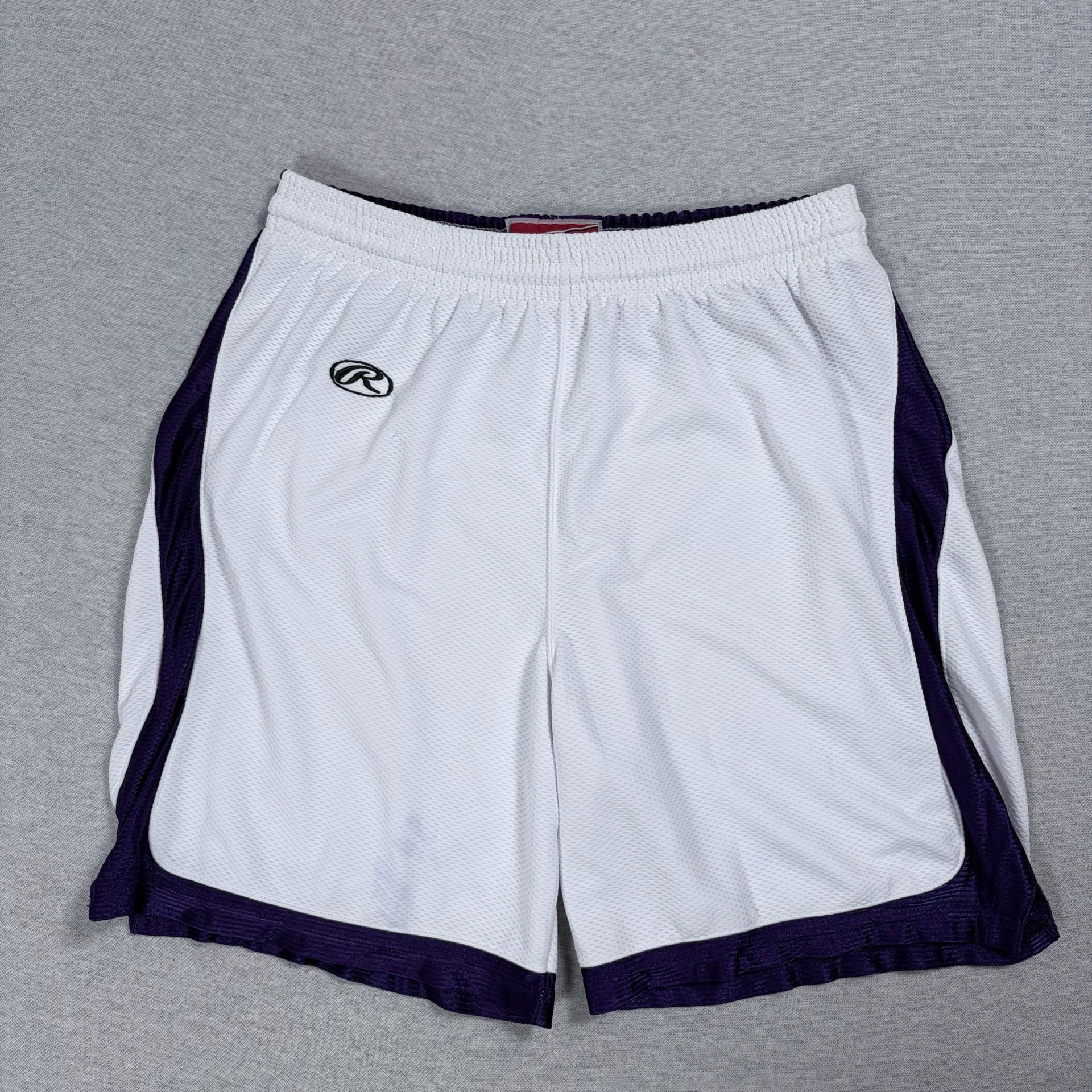 Rawlings Basketball Shorts Size L White Purple Mesh Athletic Training Gym 2