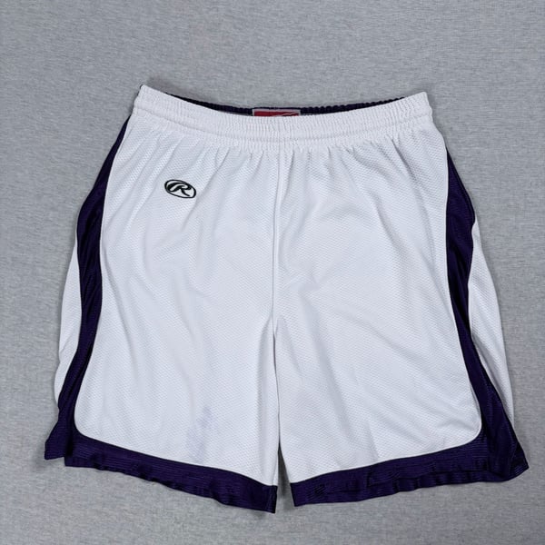 Rawlings Basketball Shorts Size L White Purple Mesh Athletic Training Gym