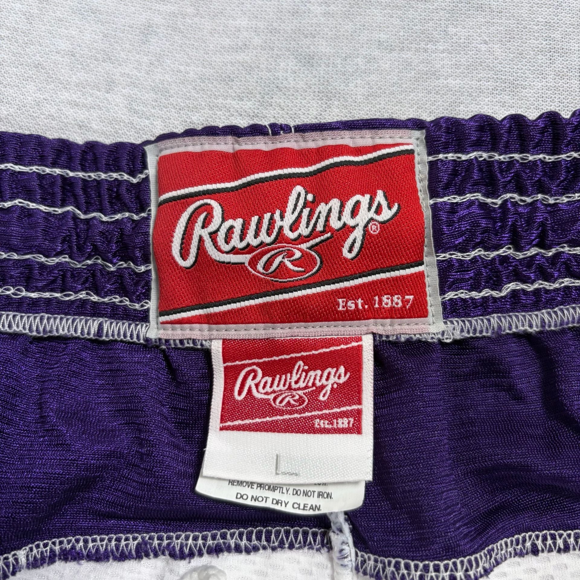 Rawlings Basketball Shorts Size L White Purple Mesh Athletic Training Gym 3