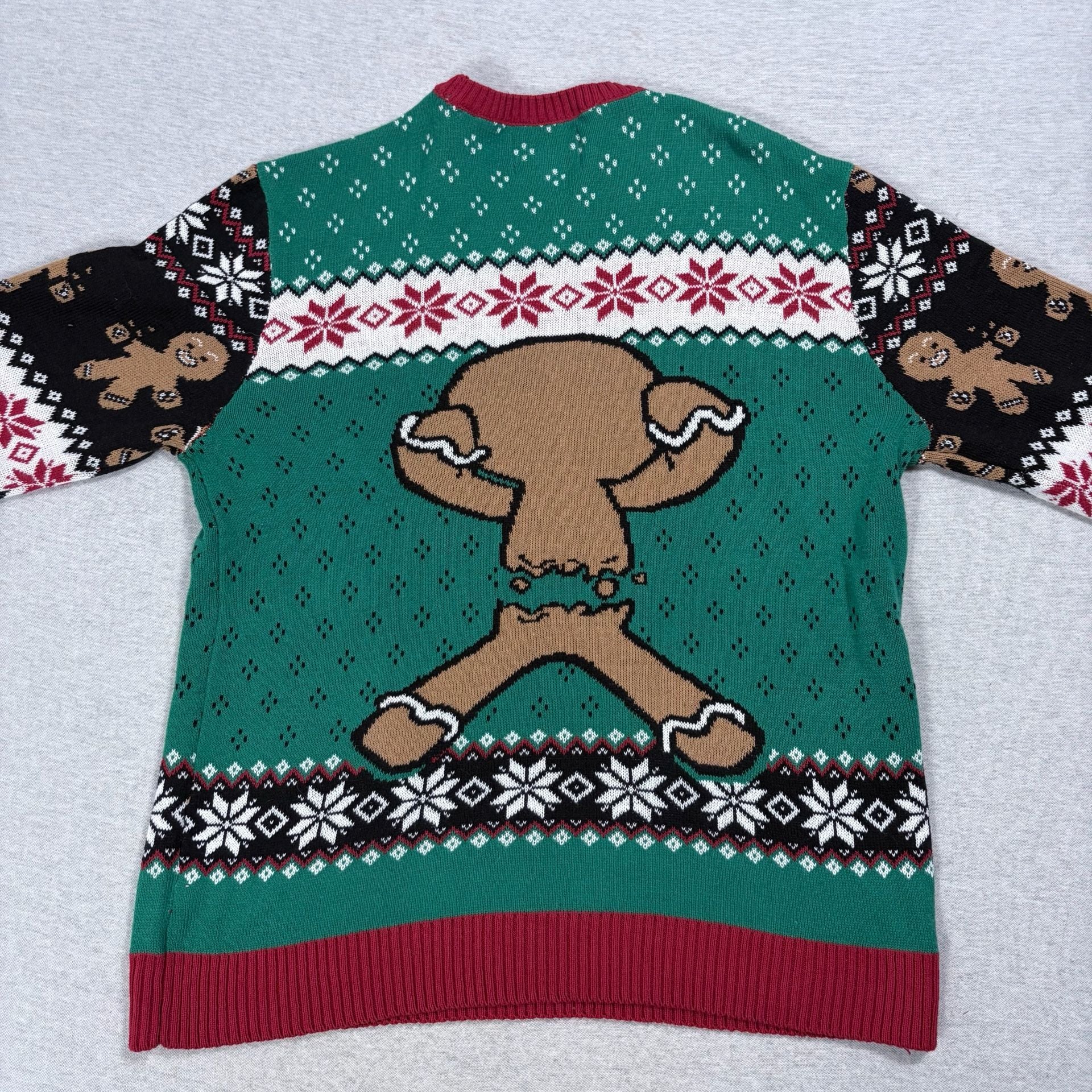 Ugly Christmas Sweater Oh Snap Gingerbread Man Size XXL Green Holiday Knit 7