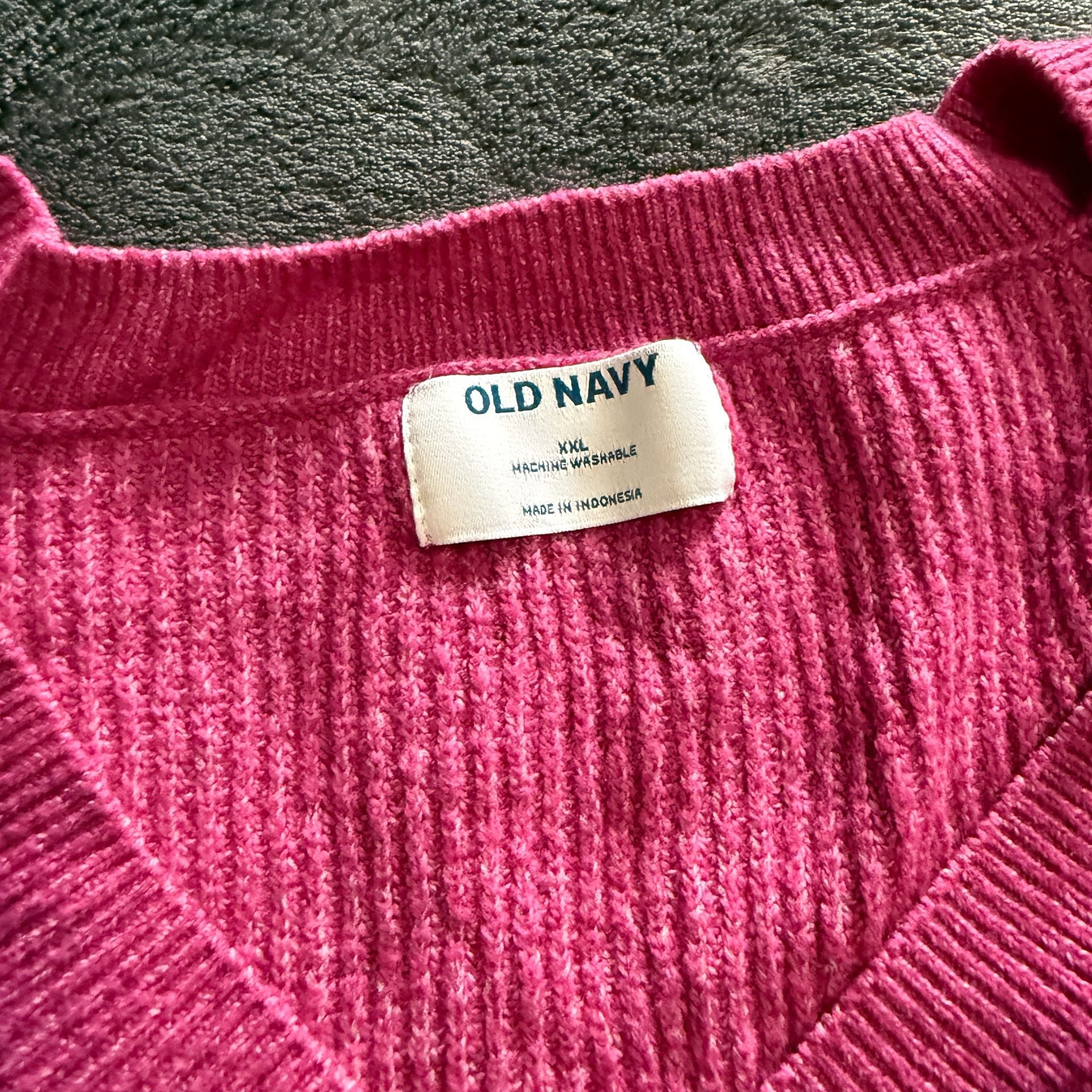 Old Navy V-Neck Sweater Size XXL Pink Ribbed 3