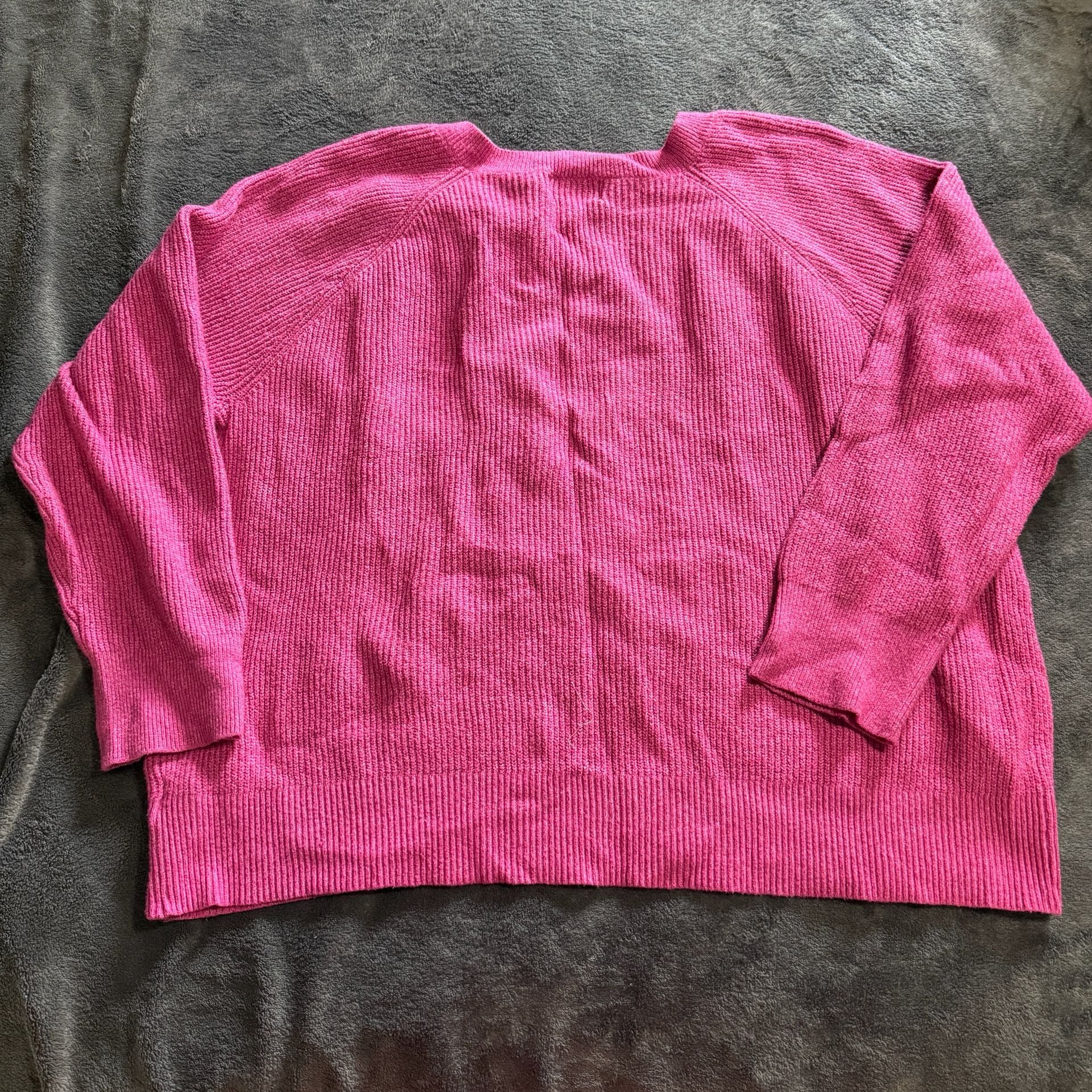 Old Navy V-Neck Sweater Size XXL Pink Ribbed 5