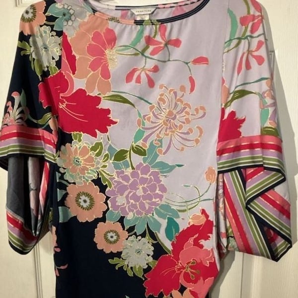 Trina Turk Royal Botanical Tunic Kaftan Swim Cover-Up