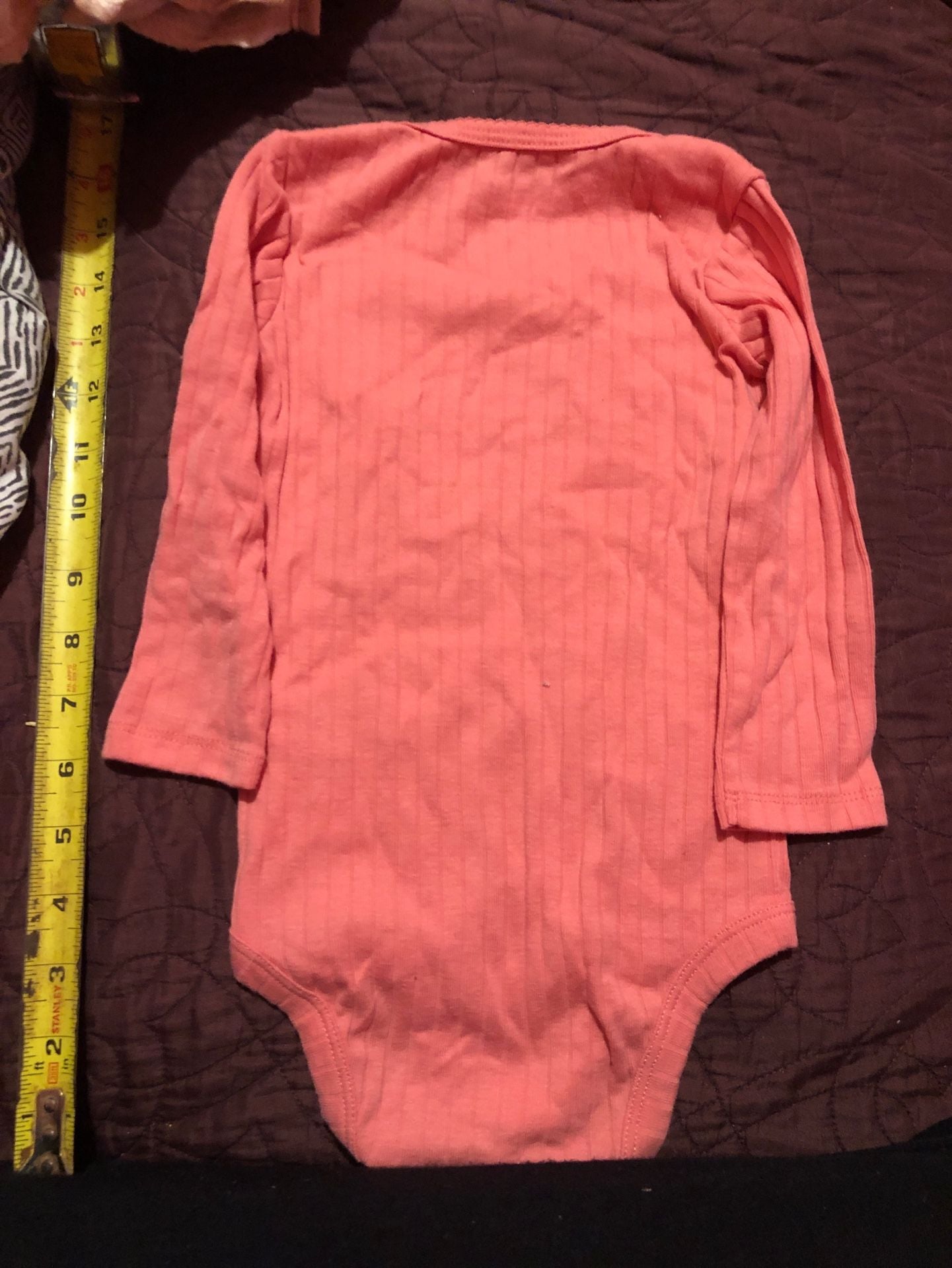 Carters Child of Mine Bodysuit Size 12m Pink Ribbed Long Sleeve 3
