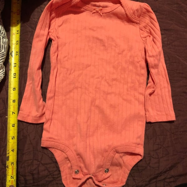 Carters Child of Mine Bodysuit Size 12m Pink Ribbed Long Sleeve
