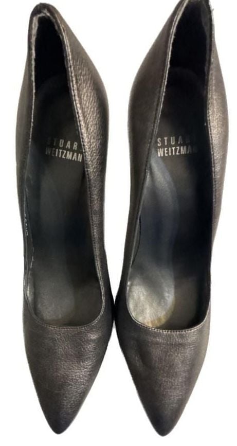 Stuart Weitzman Metallic Gray Pointed Toe Stiletto Pumps 2