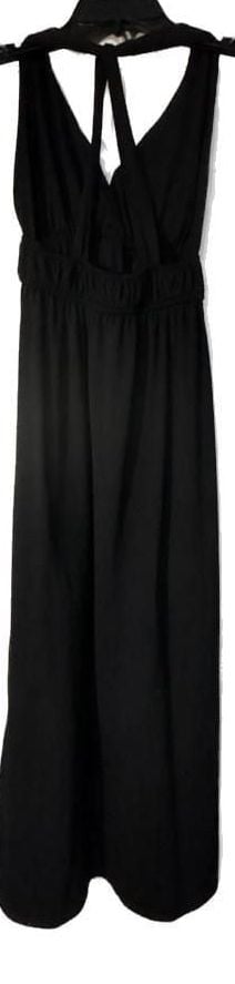 Derek Heart Black Sleeveless Halter Maxi Dress with Purple Flower Graphic Print 4
