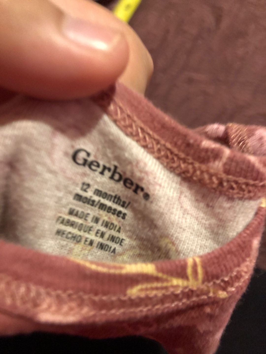 Gerber Short Sleeve Bodysuit Size 12 Months Mauve Floral Bird 4