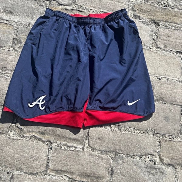 Nike Atlanta Braves MLB Dri-FIT Performance Shorts Navy Red