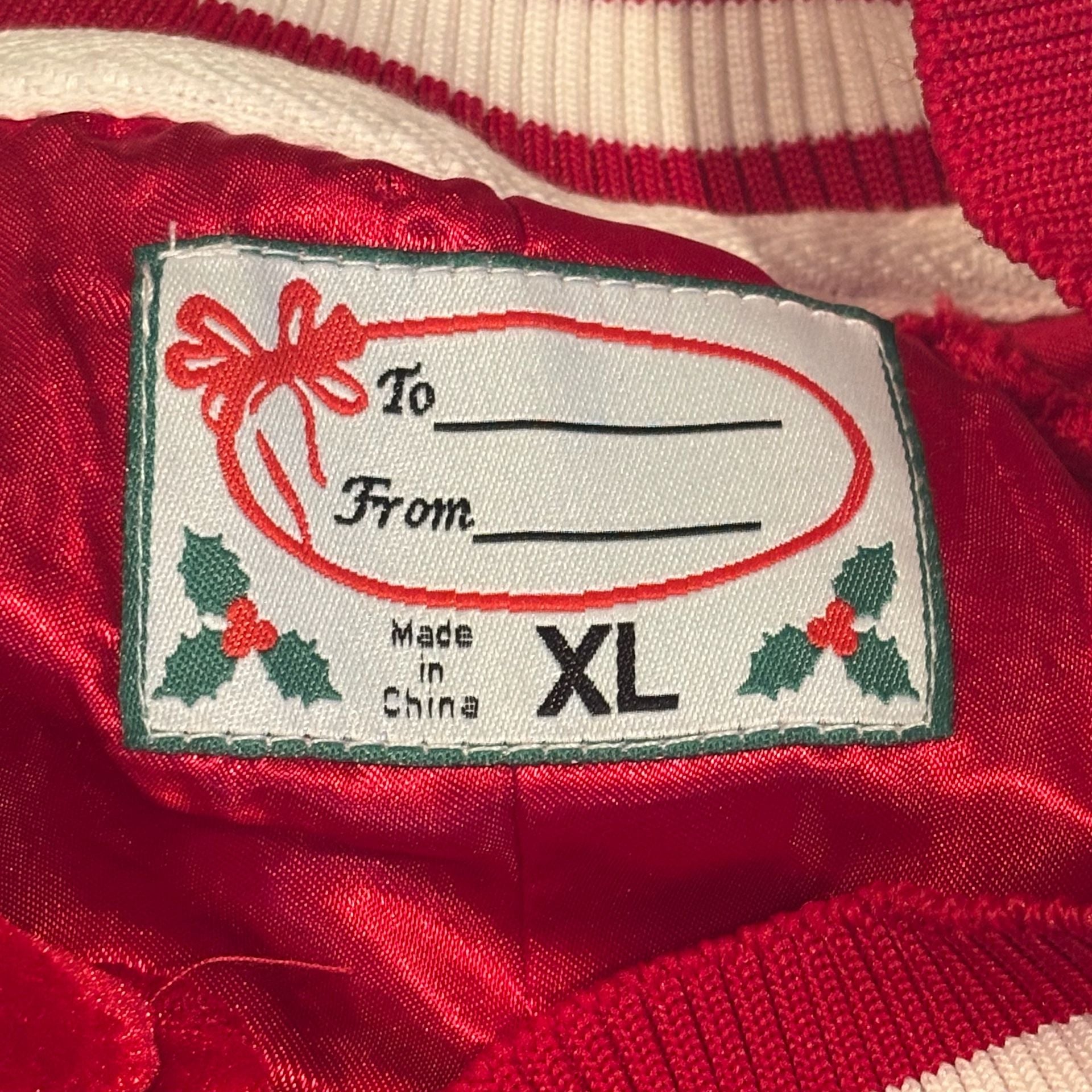 Mrs Santa Christmas Velour Sequin Track Jacket Size XL Red 9