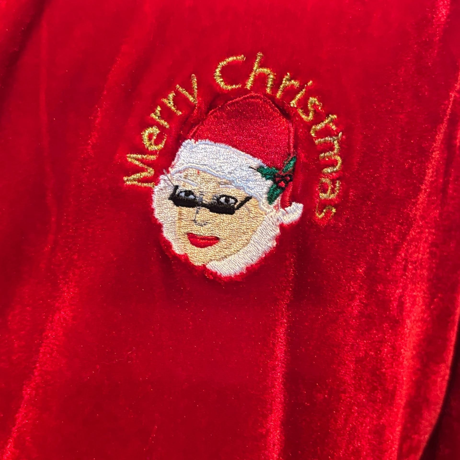 Mrs Santa Christmas Velour Sequin Track Jacket Size XL Red 13