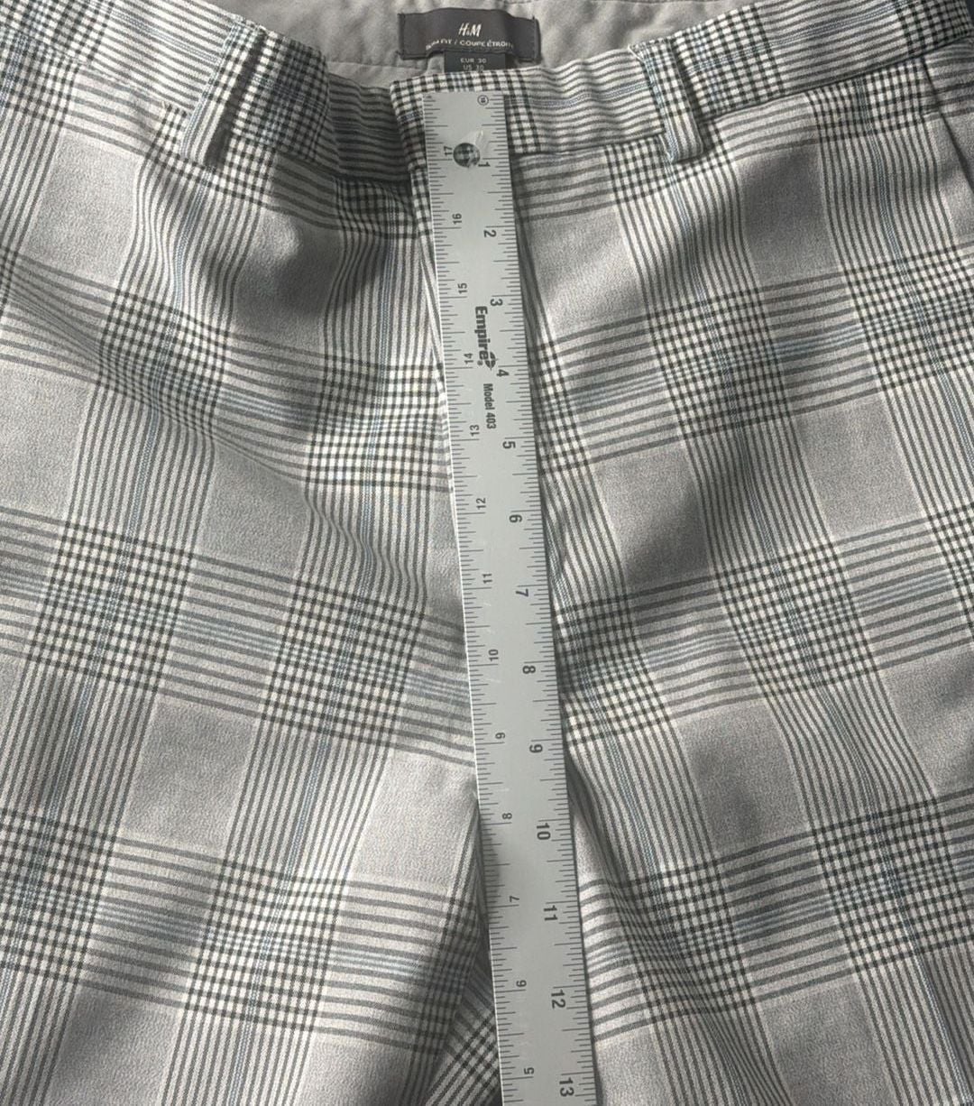 H&M Slim Fit Trousers Size 30 Grey Plaid Glen Check 7