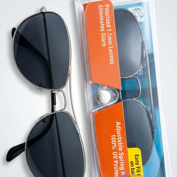 SolarShield Polarized Eyewear Clip-Ons + Aviator Sunglasses 2 Pc Lot UV