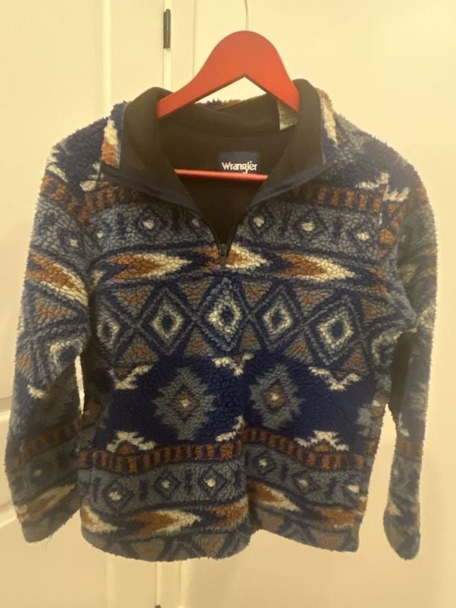 Wrangler 1/4 Zip Sherpa Fleece Pullover Size L/G Aztec Print 2