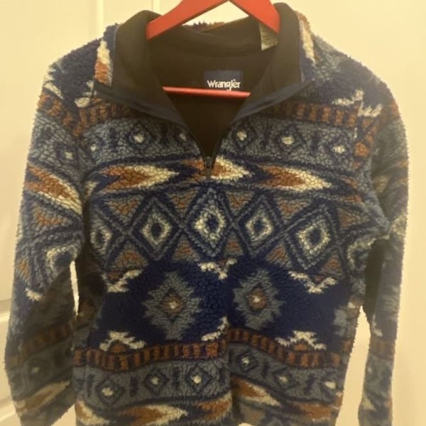 Wrangler 1/4 Zip Sherpa Fleece Pullover Size L/G Aztec Print