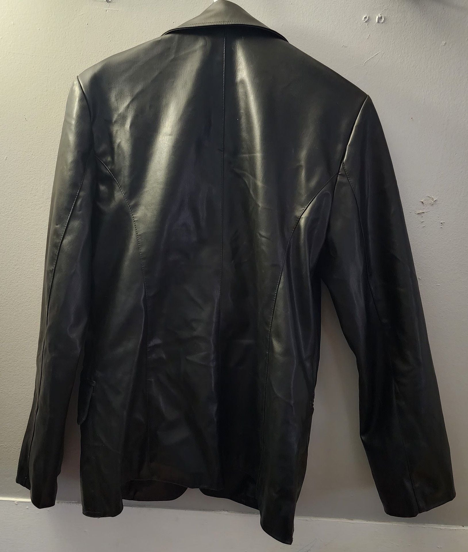 BB Dakota Faux Leather Blazer Size L Black Jacket 5