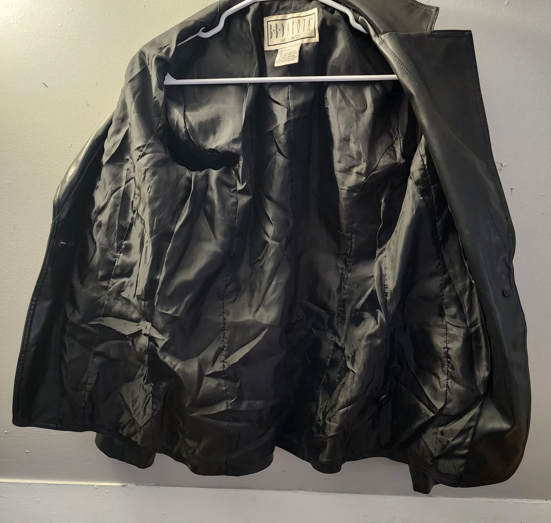 BB Dakota Faux Leather Blazer Size L Black Jacket 6