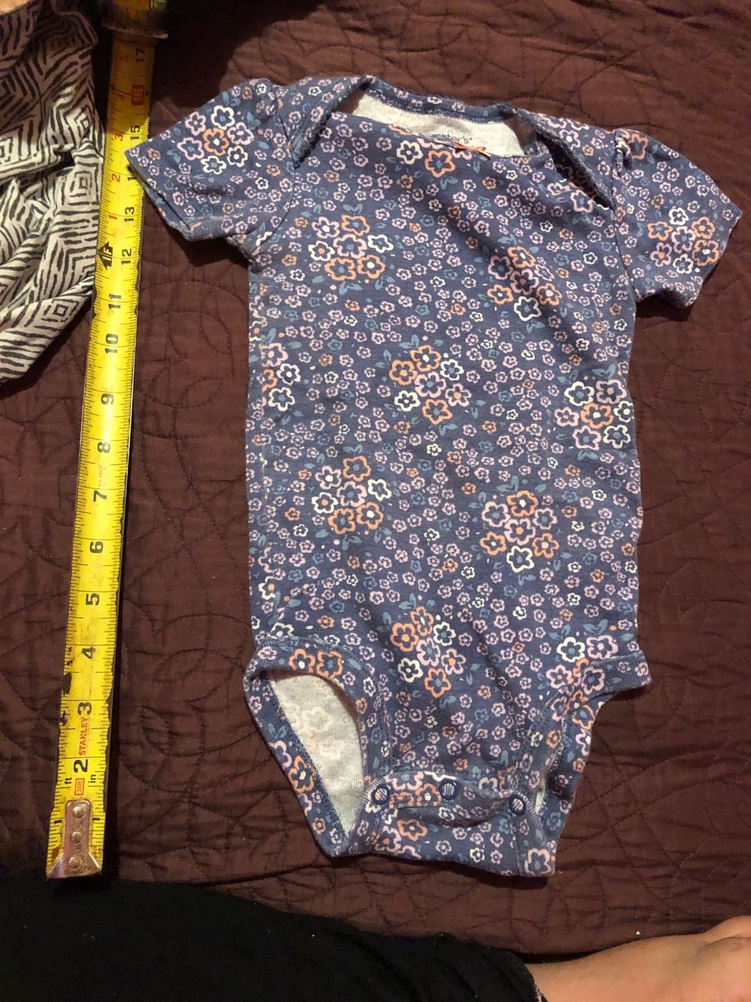 Carter's Floral Short Sleeve Bodysuit Size 12m Blue 2