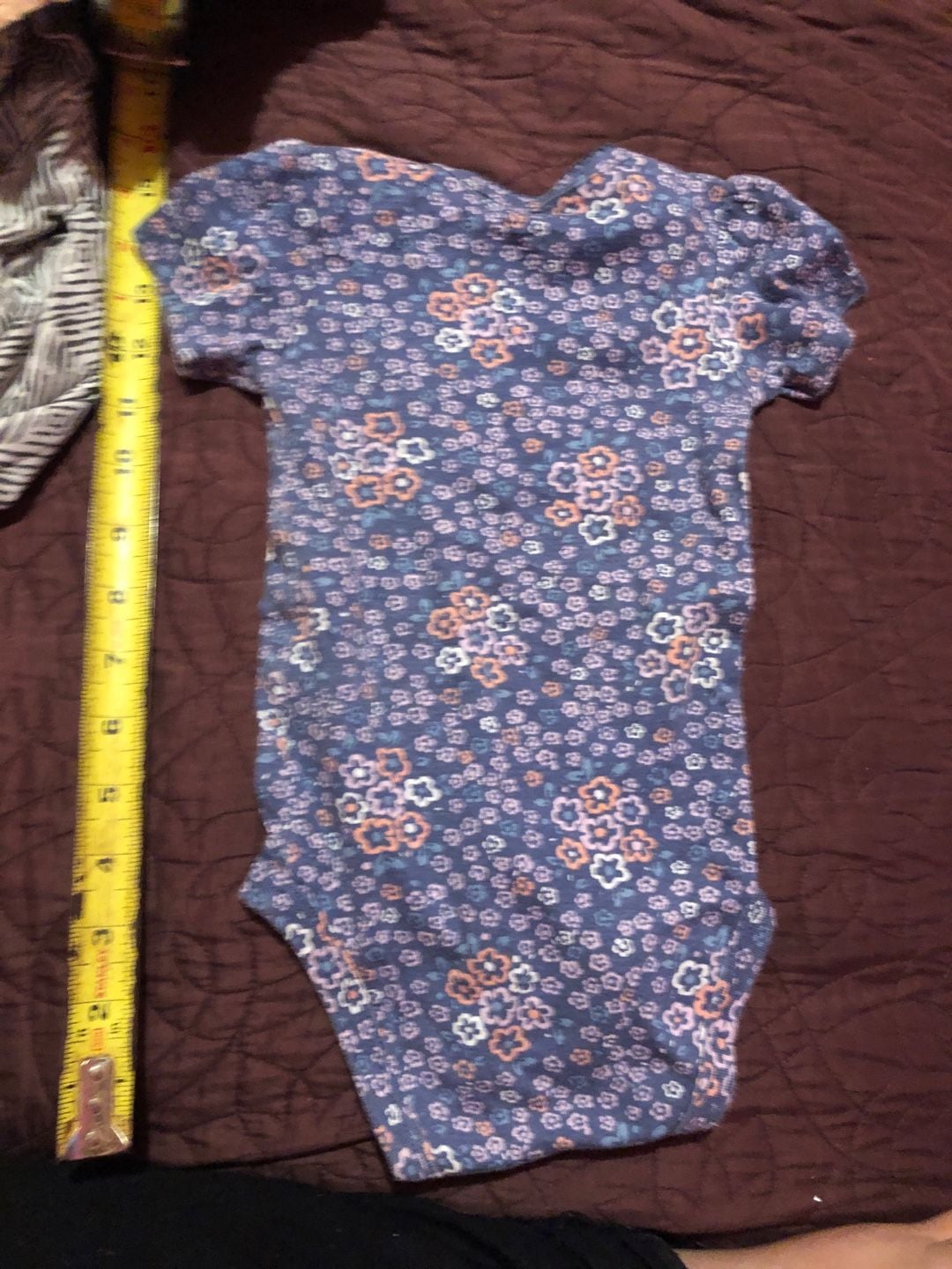 Carter's Floral Short Sleeve Bodysuit Size 12m Blue 3