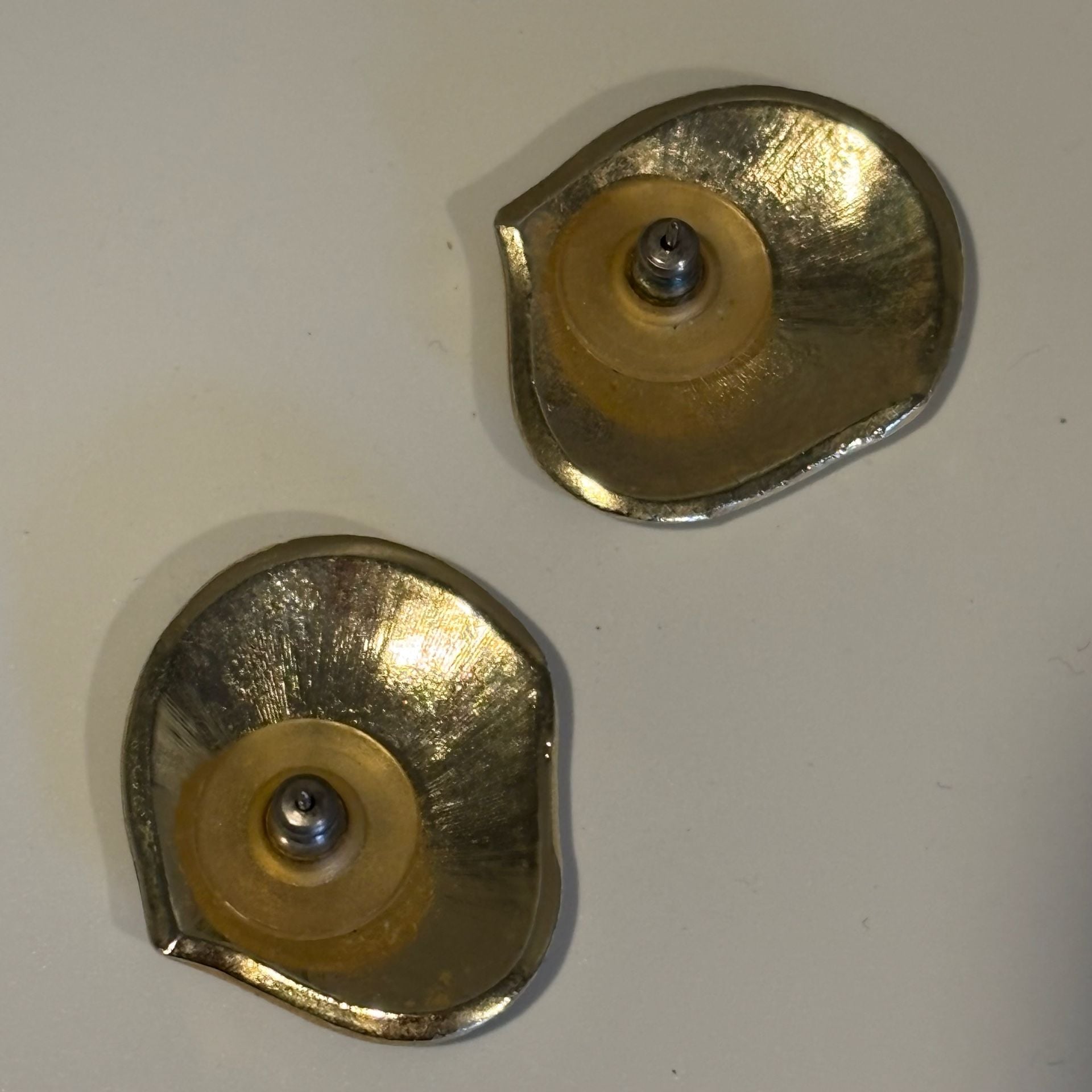 Vintage Enamel Geometric Statement Earrings Green Gold 6