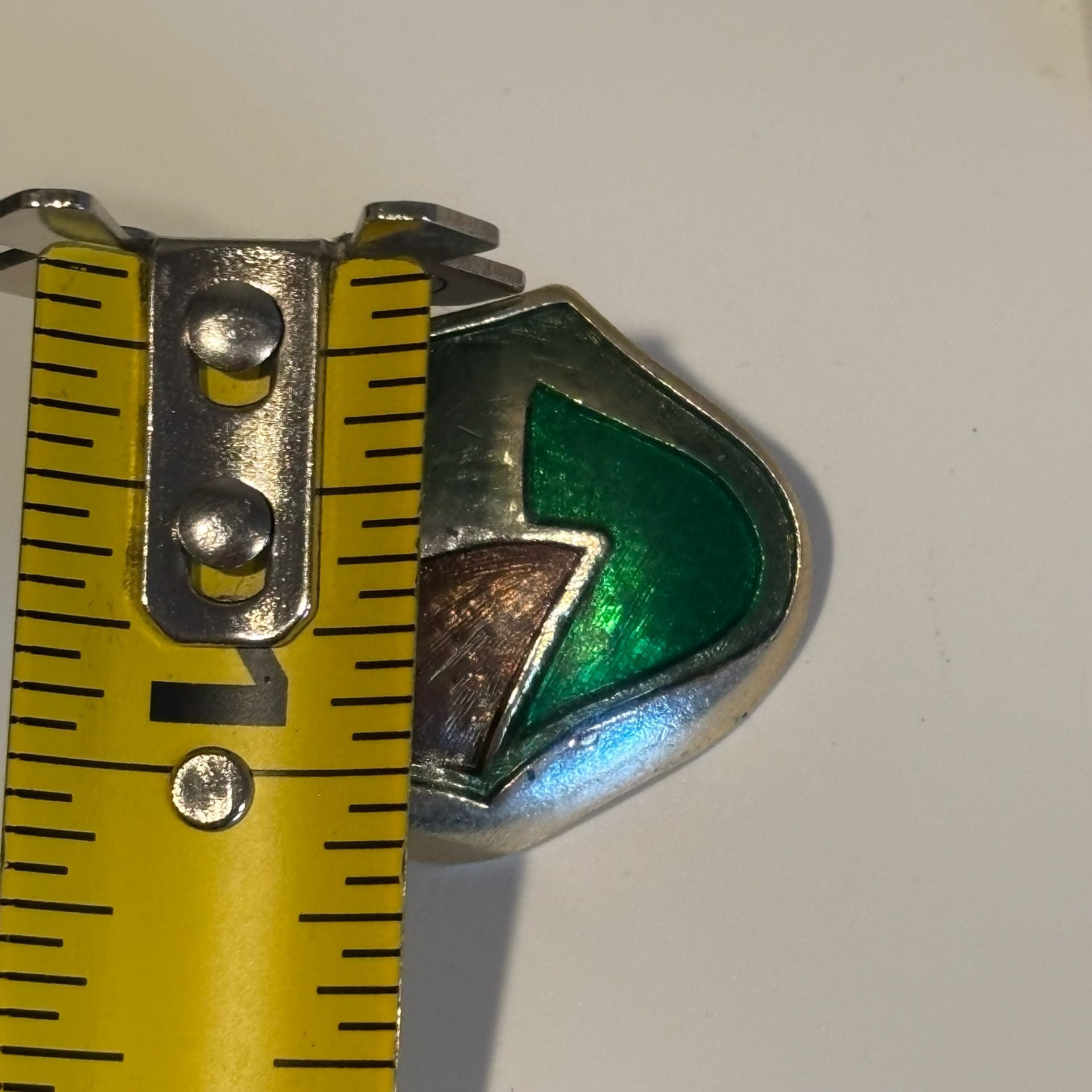 Vintage Enamel Geometric Statement Earrings Green Gold 7