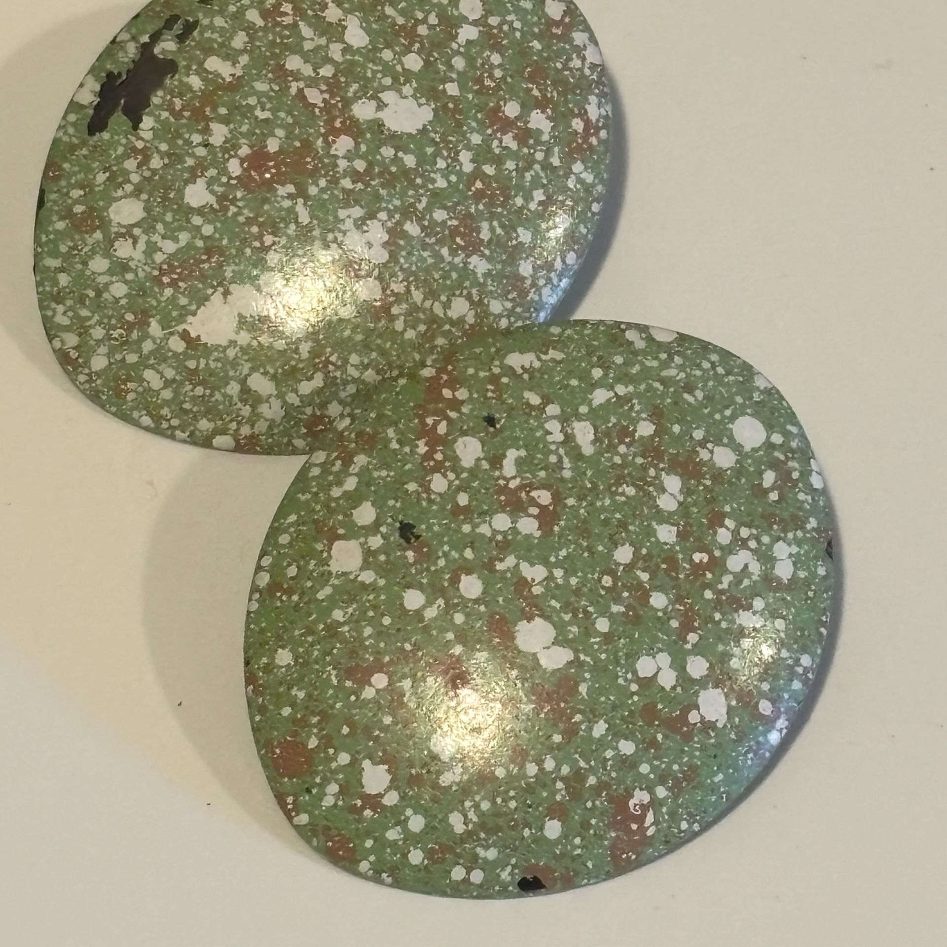Vintage Enamel Speckled Green Statement Earrings 2