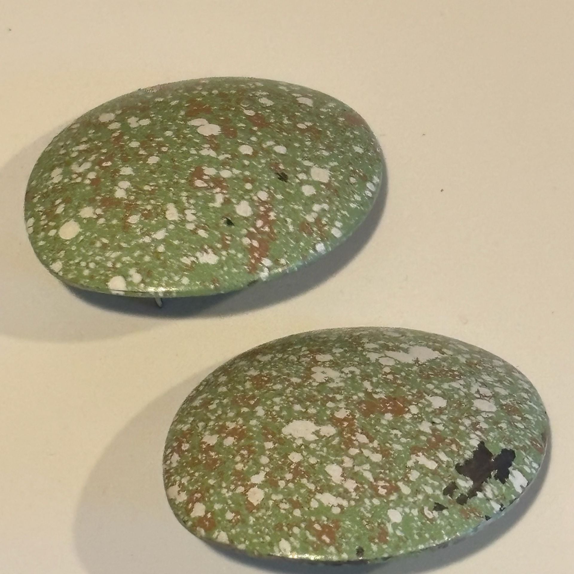 Vintage Enamel Speckled Green Statement Earrings 3