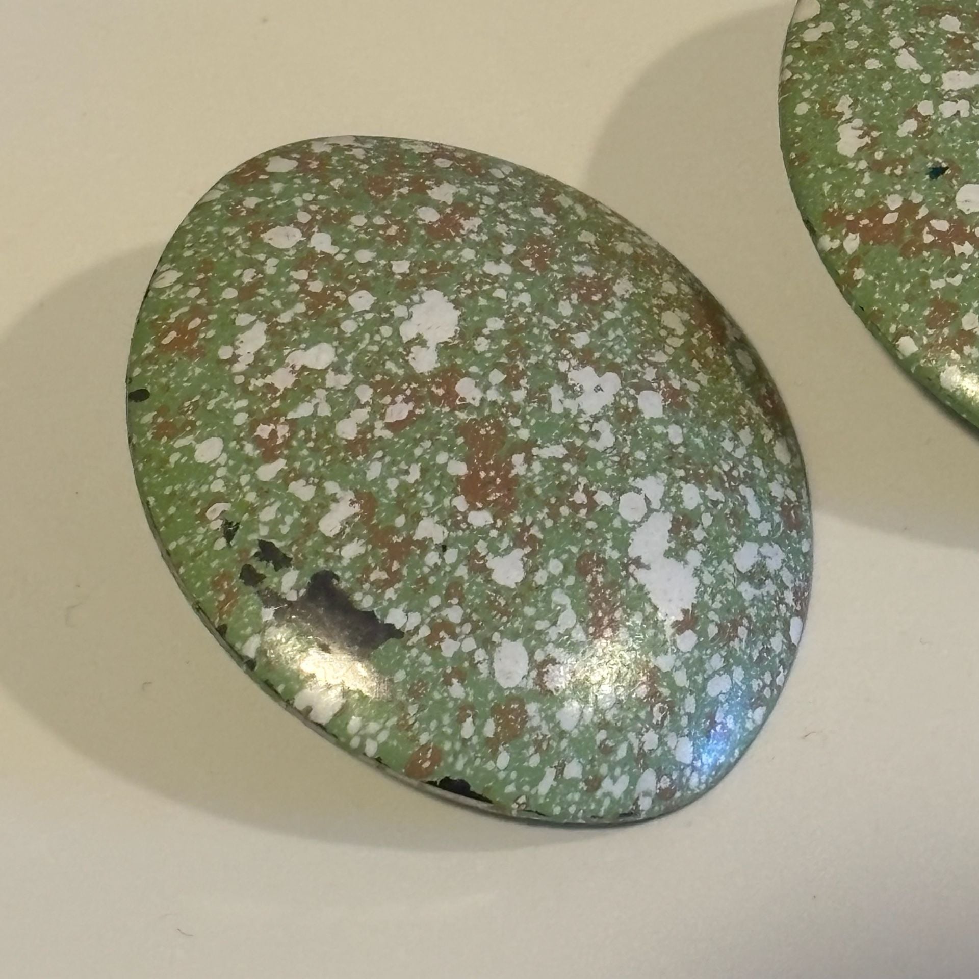 Vintage Enamel Speckled Green Statement Earrings 4