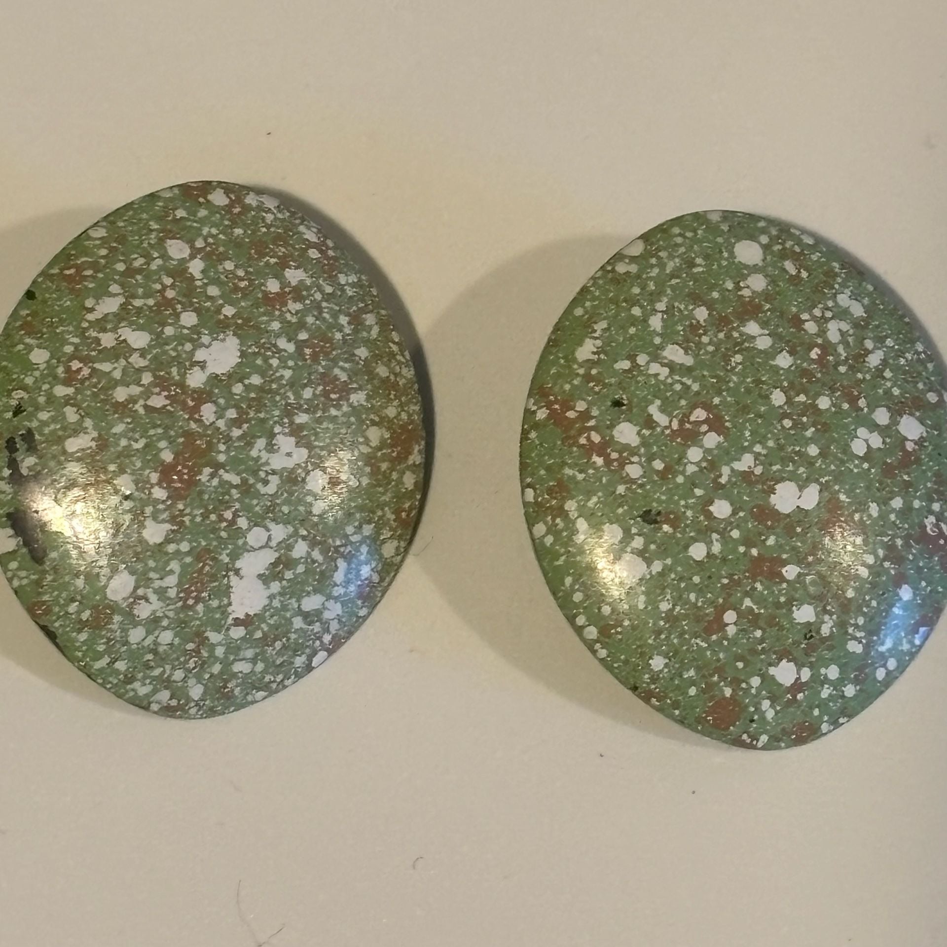 Vintage Enamel Speckled Green Statement Earrings 5