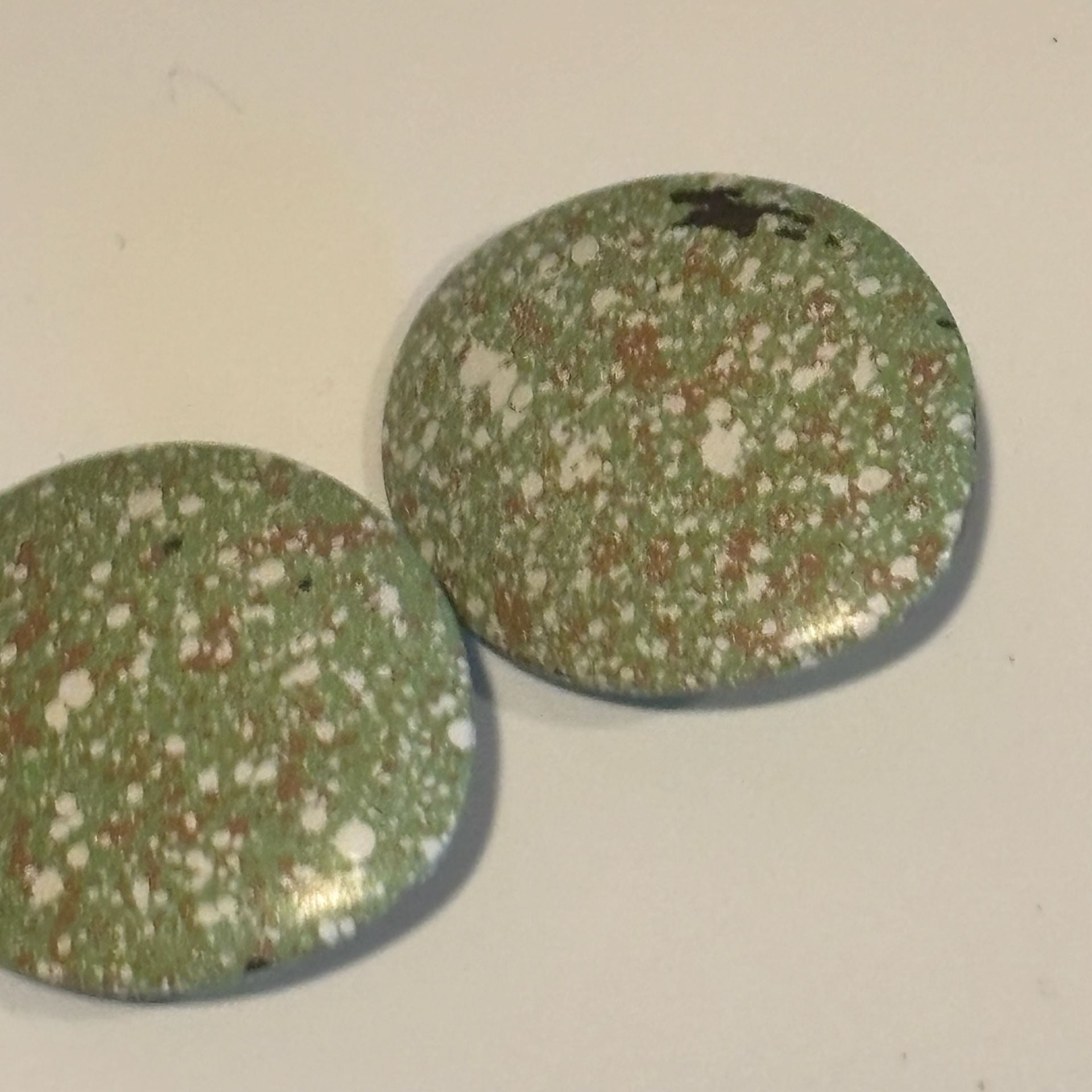 Vintage Enamel Speckled Green Statement Earrings 8