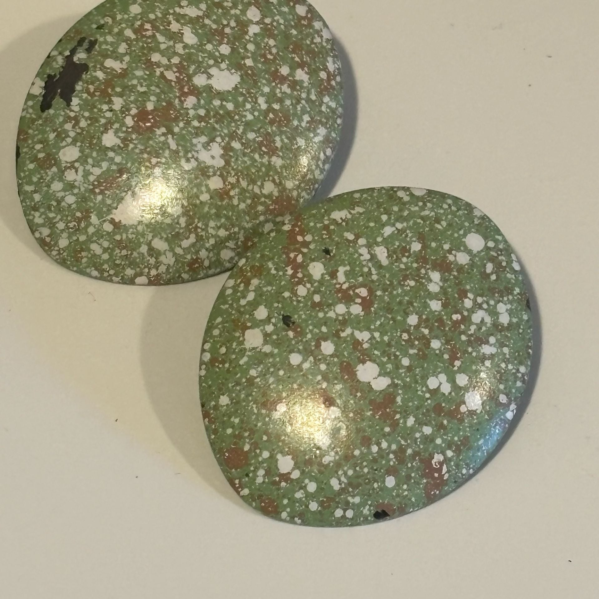 Vintage Enamel Speckled Green Statement Earrings 9