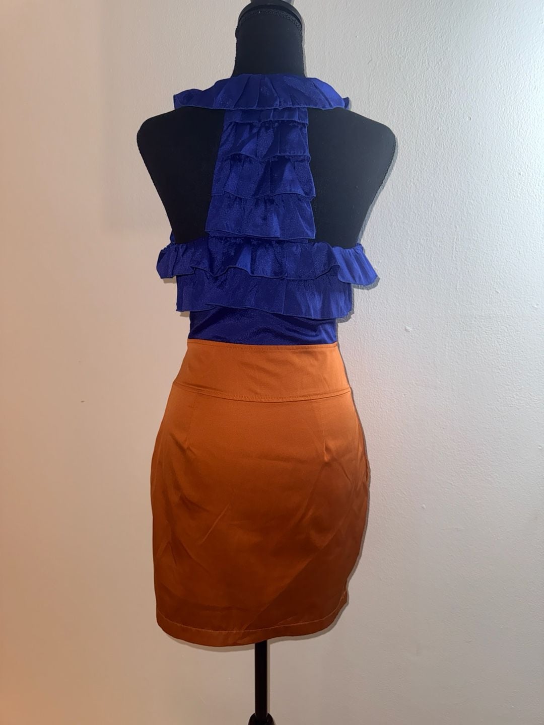Milk & Honey Blue and Orange Ruffle Dress 3