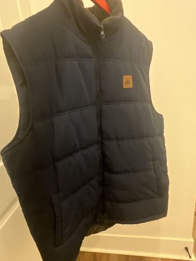 Field & Stream Puffer Vest XXL Navy Blue Sherpa Lined 2
