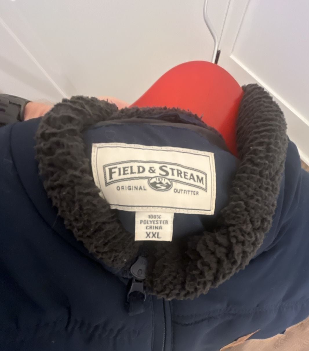 Field & Stream Puffer Vest XXL Navy Blue Sherpa Lined 4