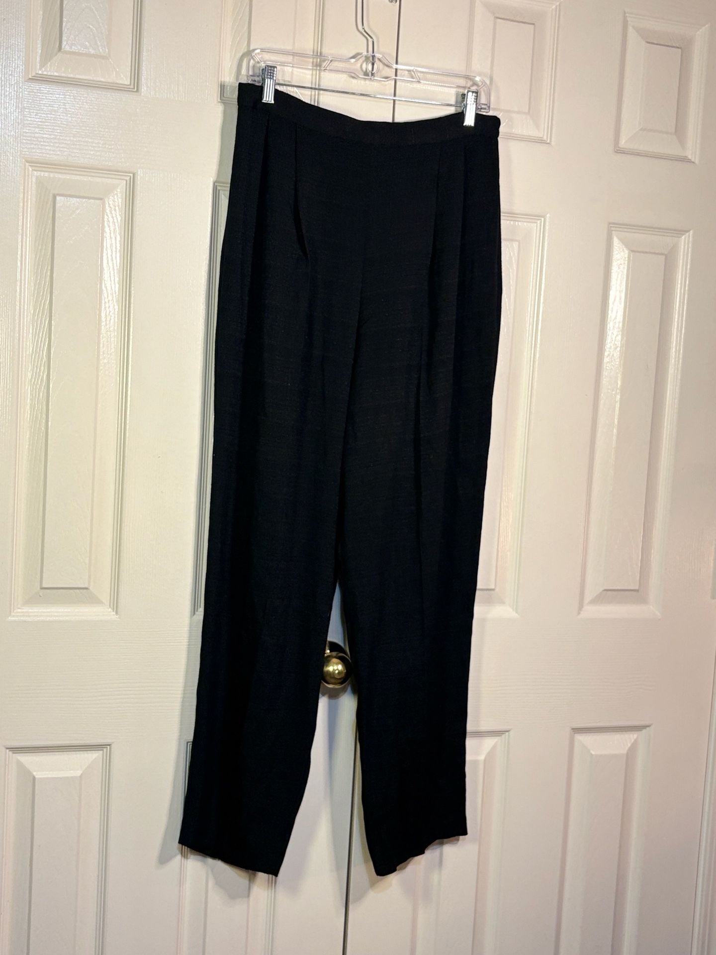 Dana Kay Wide Leg Pants Size 12 Black Pleated High Waist Trousers 6