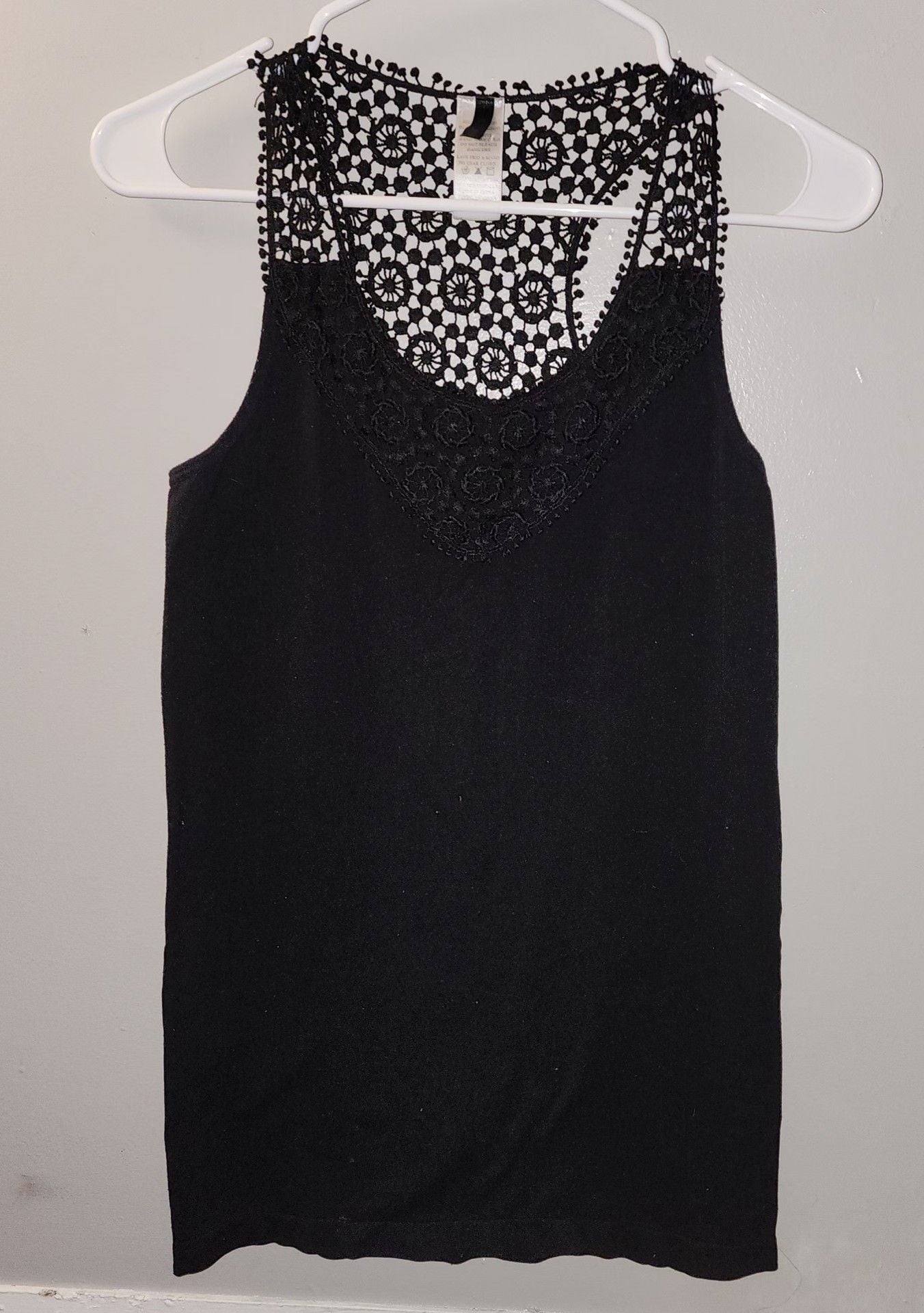 New Mix Lace Tank Top One Size Black Crochet Racerback 2