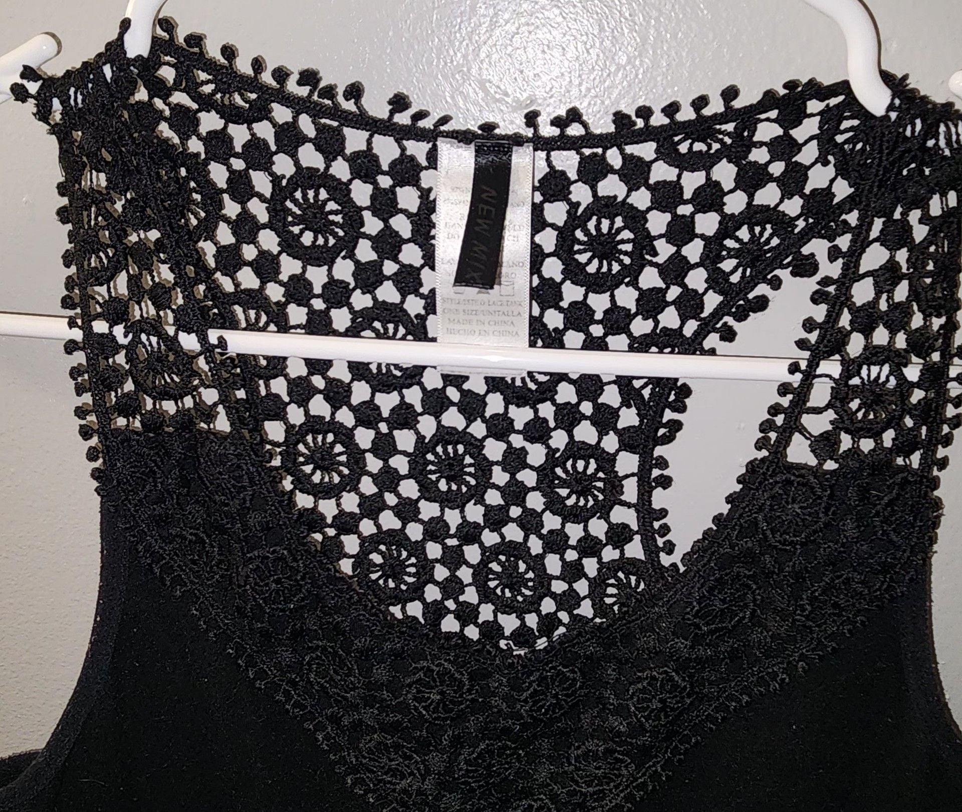New Mix Lace Tank Top One Size Black Crochet Racerback 3