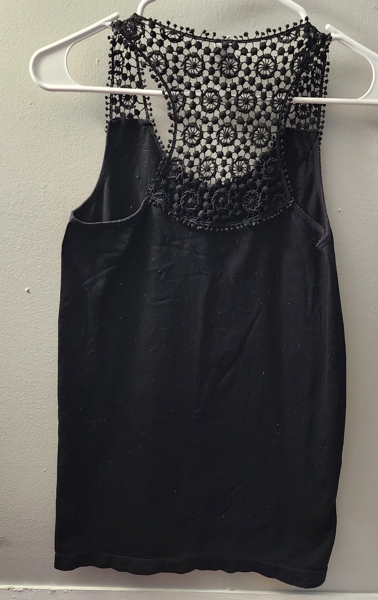 New Mix Lace Tank Top One Size Black Crochet Racerback 6