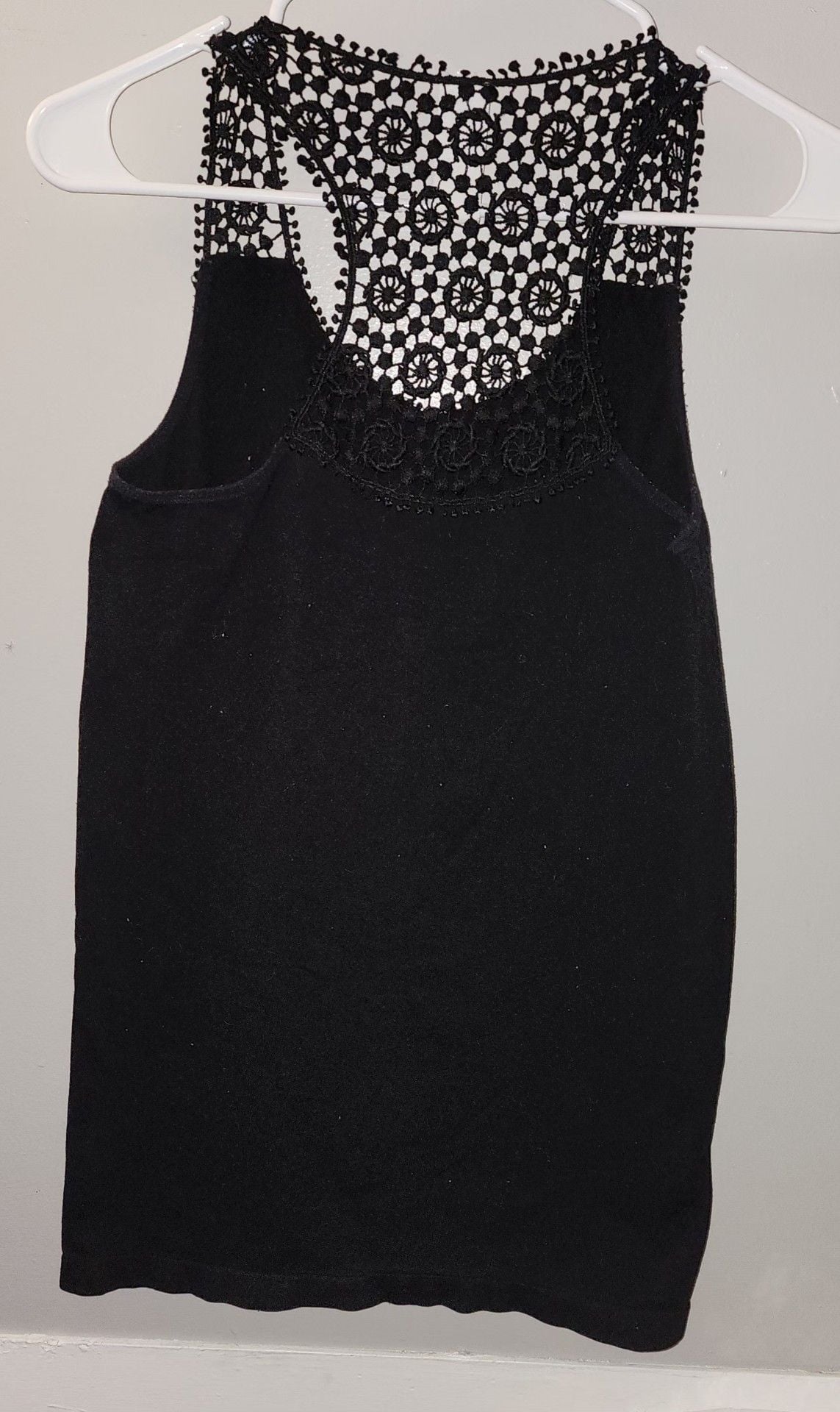 New Mix Lace Tank Top One Size Black Crochet Racerback 7