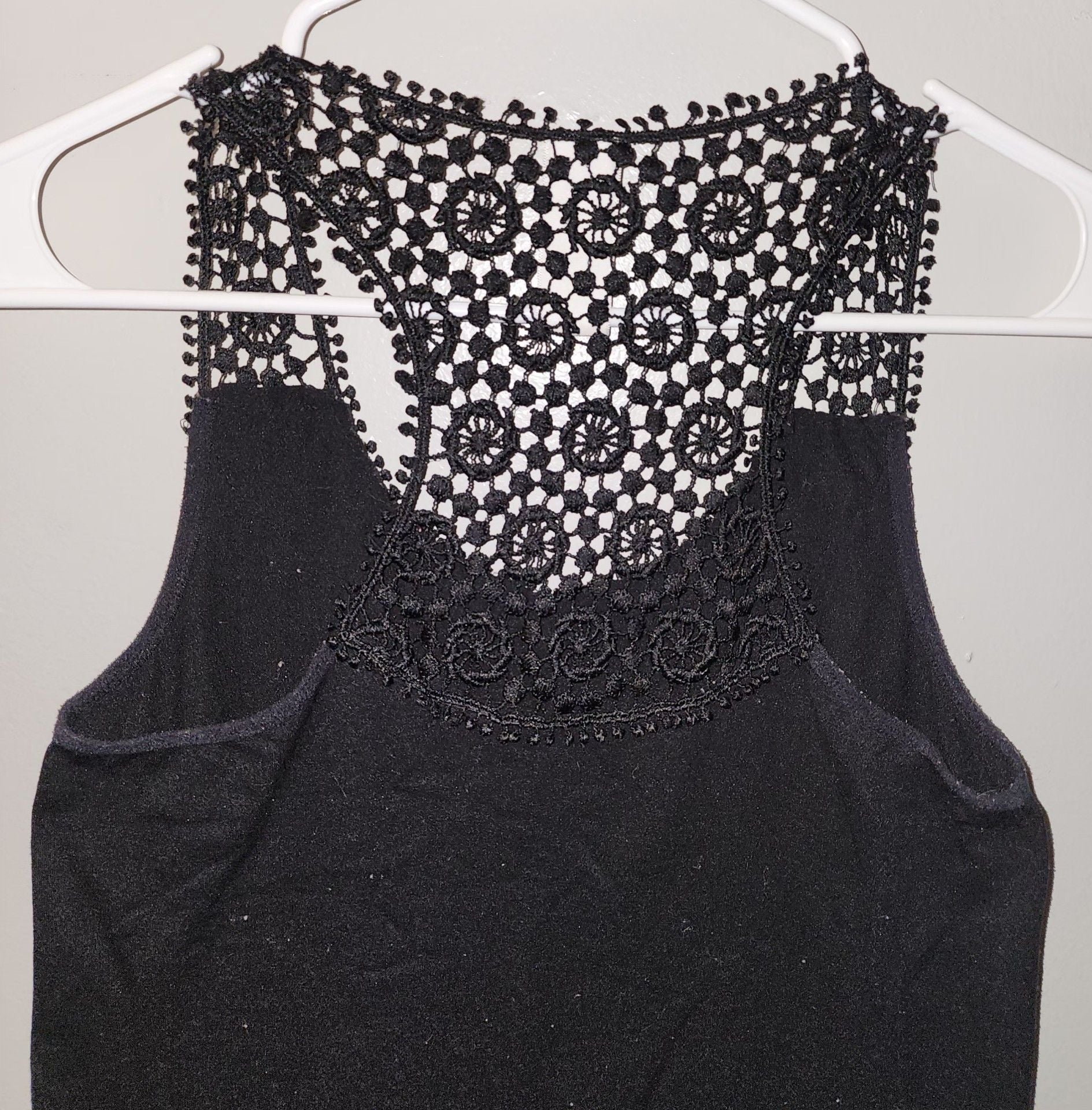 New Mix Lace Tank Top One Size Black Crochet Racerback 8