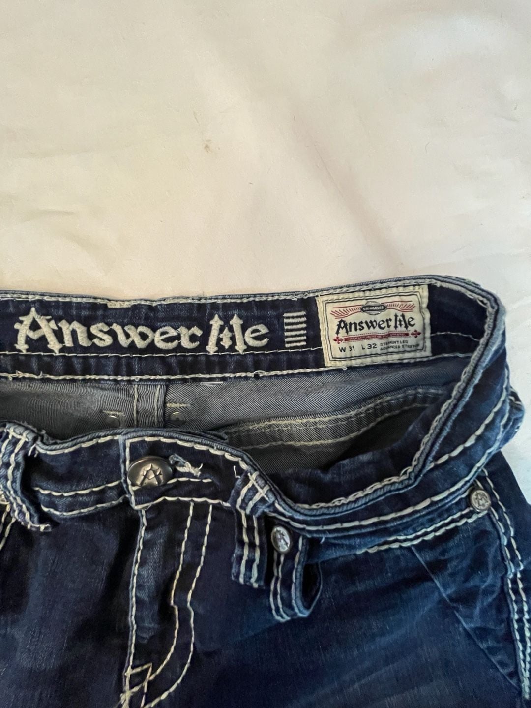 Answer Me Straight Leg Size W 31 L 32 Blue Jeans Distressed 5