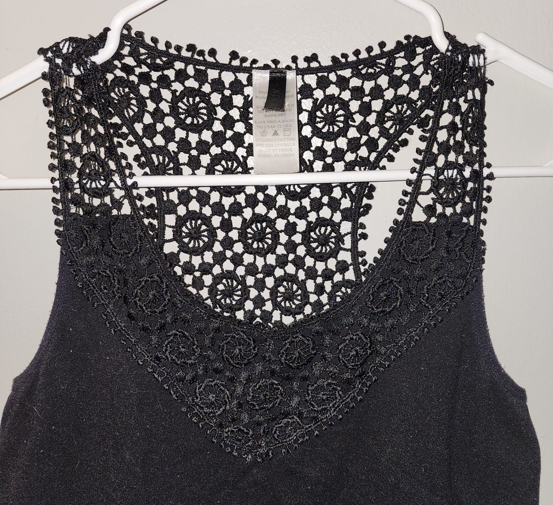 New Mix Lace Tank Top One Size Black Crochet Racerback 9