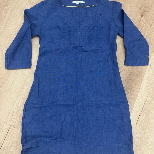 Boden Linen Tunic Dress Size US 4P Blue 3/4 Sleeve