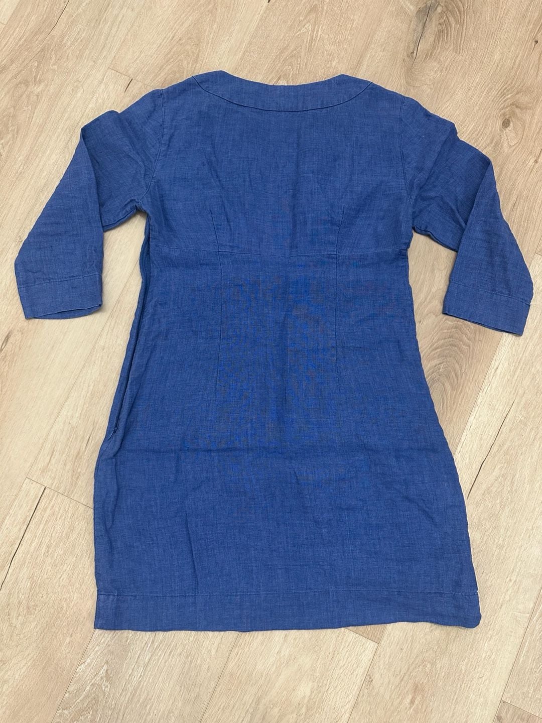 Boden Linen Tunic Dress Size US 4P Blue 3/4 Sleeve 3