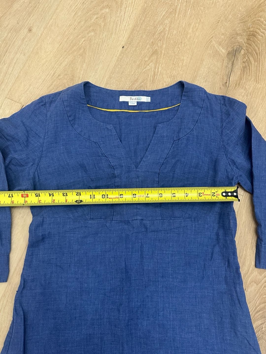 Boden Linen Tunic Dress Size US 4P Blue 3/4 Sleeve 5