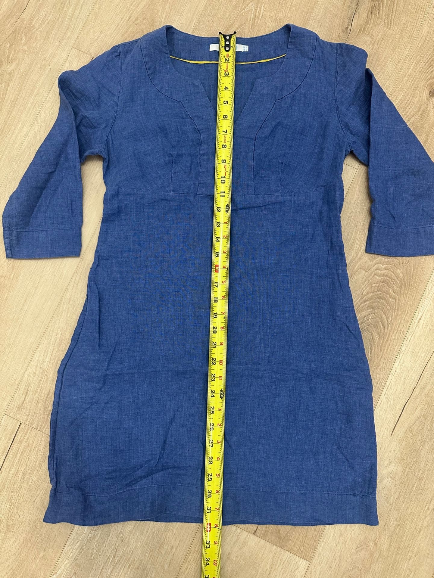 Boden Linen Tunic Dress Size US 4P Blue 3/4 Sleeve 6