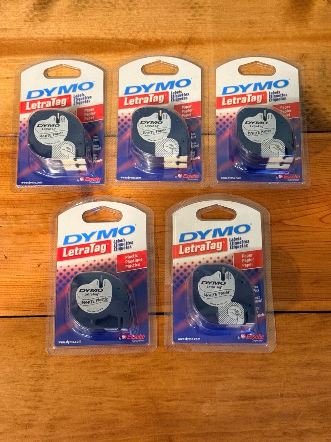 Dymo LetraTag White Paper And Plastic Label Tape 5 Pack Lot 1