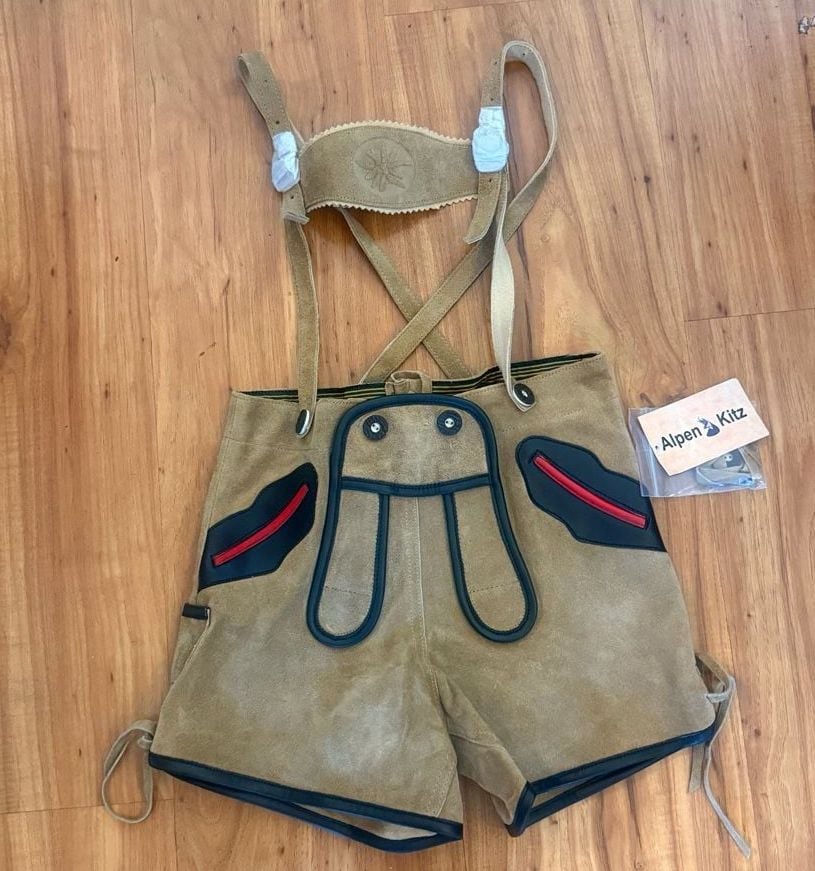 Alpen Kitz Kids Lederhosen 104 Genuine Leather Bavarian Oktoberfest Suspenders 17
