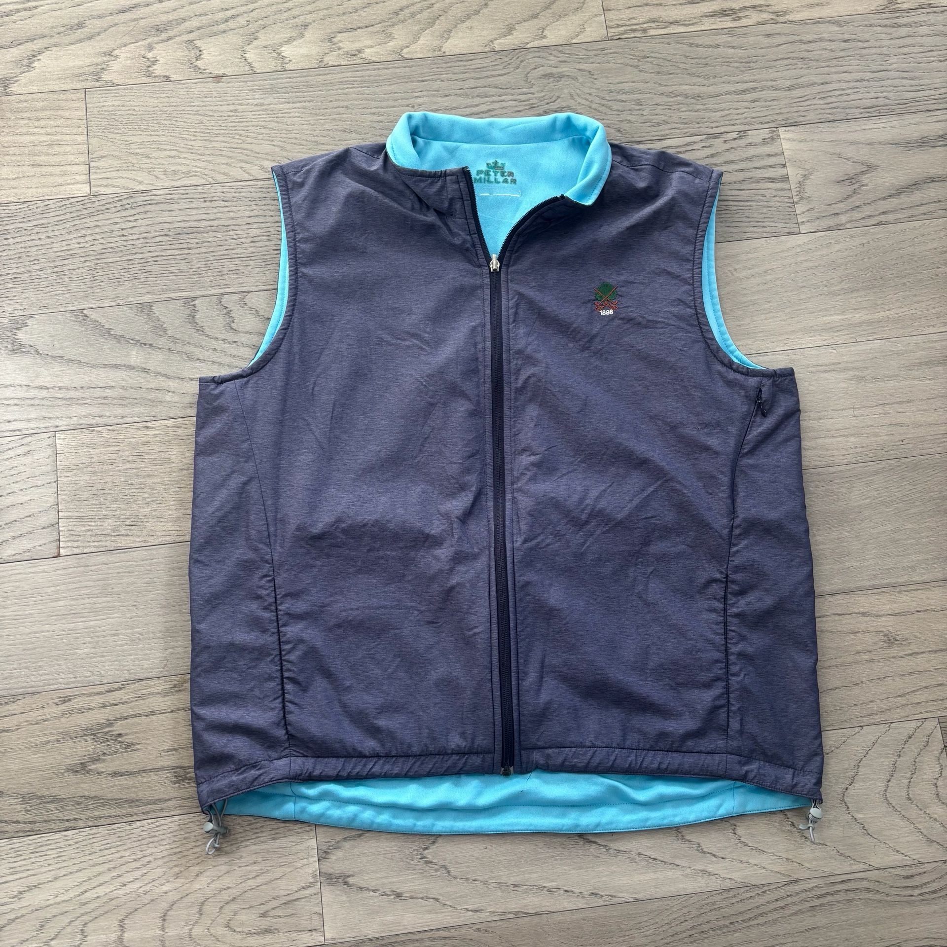 Peter Millar Reversible Golf Vest Blue Gray 1886 Logo 2