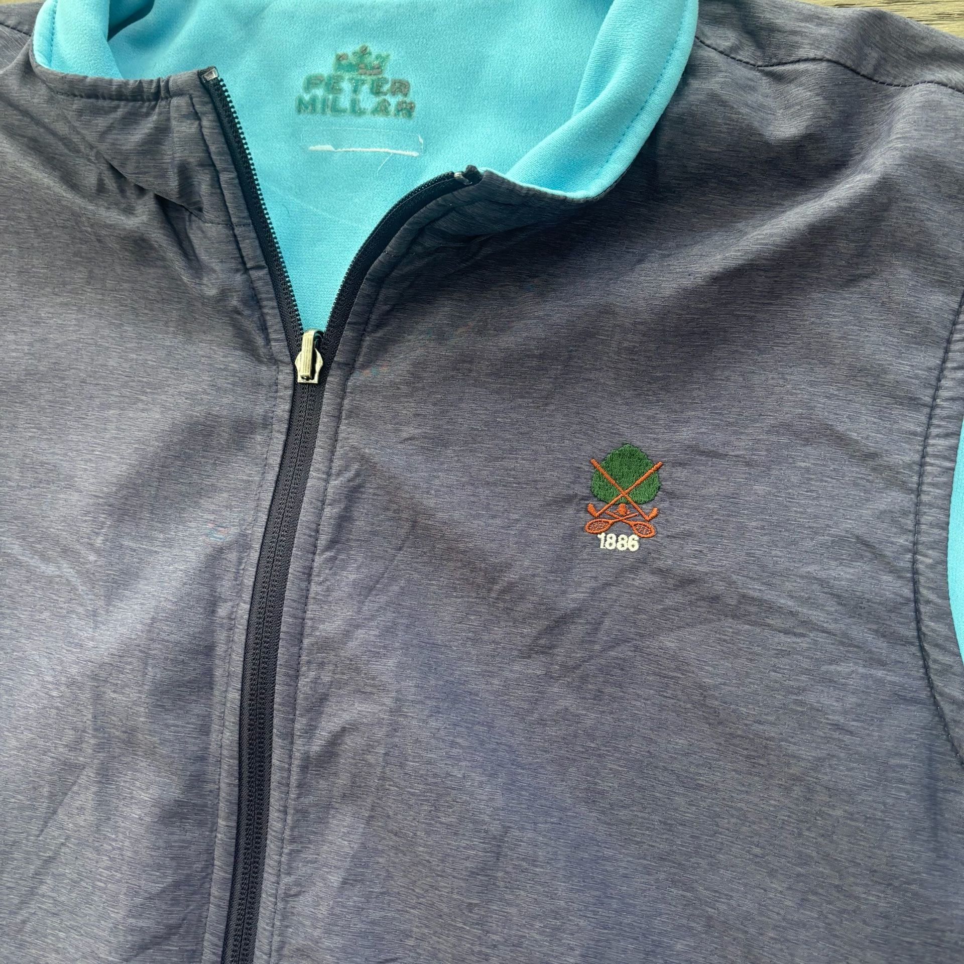 Peter Millar Reversible Golf Vest Blue Gray 1886 Logo 4